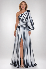 Monara – Statement Stripe One-Shoulder Maxi Dress
