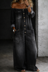 Aurielle - Off-Shoulder Denim Jumpsuit