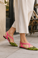 Zelina-Printed Cross Strap Flats