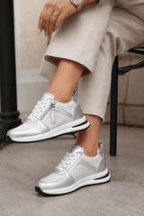 Celina-Metallic Zip Sneakers