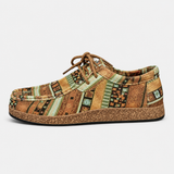 Renata-Patchwork Lace-Up Loafers
