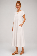 Alba-Cap Sleeve Midi Dress