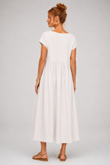 Alba-Cap Sleeve Midi Dress