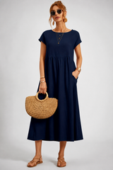 Alba-Cap Sleeve Midi Dress