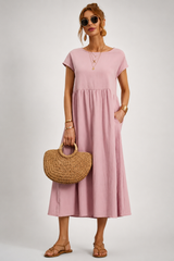 Alba-Cap Sleeve Midi Dress