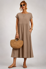 Alba-Cap Sleeve Midi Dress