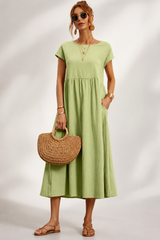 Alba-Cap Sleeve Midi Dress