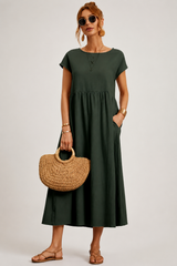 Alba-Cap Sleeve Midi Dress