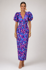 Sabrina-Puff Sleeve Midi Dress