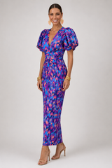 Sabrina-Puff Sleeve Midi Dress