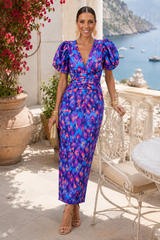 Sabrina-Puff Sleeve Midi Dress
