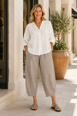 Liora-Barrel Leg Linen Pants