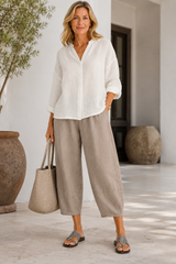 Liora-Barrel Leg Linen Pants