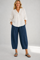 Liora-Barrel Leg Linen Pants