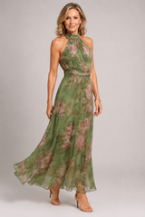 Avelisse – Floral Halter Maxi Dress