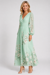 Elaria – Graceful Floral Pleated Maxi Dress