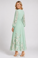 Elaria – Graceful Floral Pleated Maxi Dress