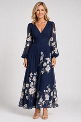 Elaria – Graceful Floral Pleated Maxi Dress