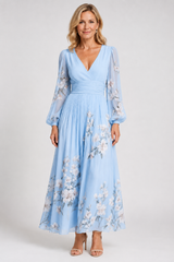 Elaria – Graceful Floral Pleated Maxi Dress