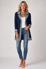 Brielle – Denim Trim Cotton Cardigan