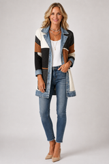 Brielle – Denim Trim Cotton Cardigan