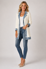 Brielle – Denim Trim Cotton Cardigan