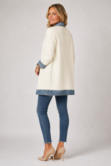 Brielle – Denim Trim Cotton Cardigan