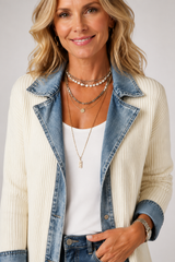 Brielle – Denim Trim Cotton Cardigan