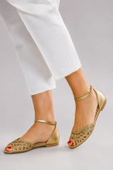 Maribel-Braided Gold Sandals