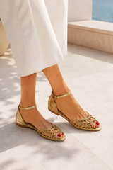 Maribel-Braided Gold Sandals