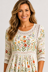 Florina-Floral Lace Midi Dress