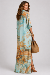 Azura-Printed Shirt Maxi Dress