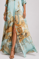 Azura-Printed Shirt Maxi Dress