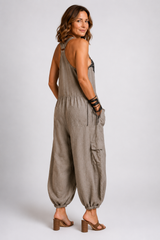 Zariya-Embroidered Harem Jumpsuit