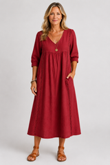 Soleya-Lace Trim Midi Dress