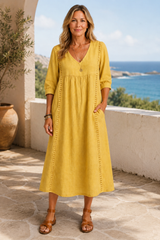 Soleya-Lace Trim Midi Dress