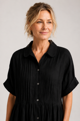 Valeria-Button Shirt Maxi Dress