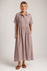 Valeria-Button Shirt Maxi Dress