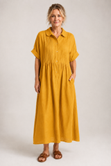 Valeria-Button Shirt Maxi Dress