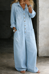 Averly - Relaxed Wide-Leg Denim Jumpsuit