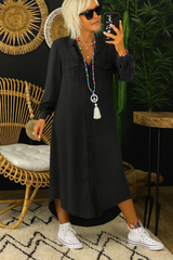 Leena - Long-sleeved Denim Maxi Dress