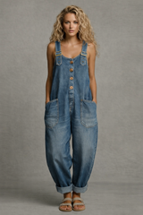 Avenlie - Relaxed Denim Overall Jumpsuit