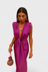 Aurelia – Draped V-Neck Midi Dress