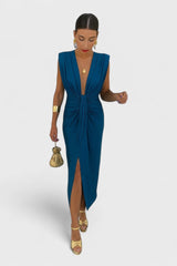 Aurelia – Draped V-Neck Midi Dress