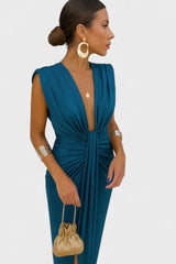 Aurelia – Draped V-Neck Midi Dress