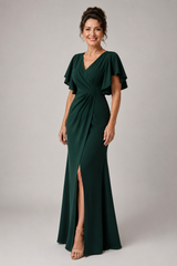 Veloria – Elegant Flutter Sleeve Maxi Dress