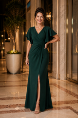 Veloria – Elegant Flutter Sleeve Maxi Dress