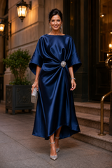 Valoria – Regal Drape Satin Dress