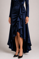 Noctara – Satin Cascade Wrap Dress