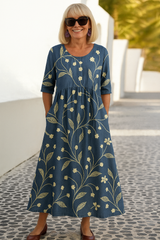 Elarisse - Botanical Charm Midi Dress